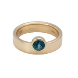 14k Yellow Gold Riley Band with Teal Sapphire