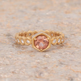 Peach Tourmaline Honeycomb Solitaire