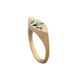 Salt and Pepper Marquise Diamond Signet Ring 14K Yellow Gold