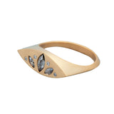 Salt and Pepper Marquise Diamond Signet Ring 14K Yellow Gold