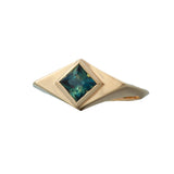0.84ct Princess Cut Teal Sapphire Joelle Ring 14K Yellow Gold