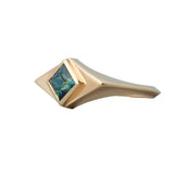0.84ct Princess Cut Teal Sapphire Joelle Ring 14K Yellow Gold