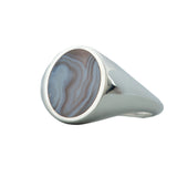 Purple Passion Agate Vertical Oval Signet Ring Sterling Silver