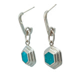 Armenian Turquoise Marg's Ripple Earrings 14K White Gold