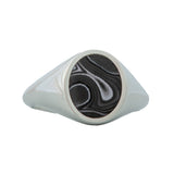 Psilomelane Vertical Oval Signet Sterling Silver