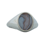 Purple Passion Agate Vertical Oval Signet Ring Sterling Silver