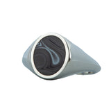 Psilomelane Vertical Oval Signet Sterling Silver