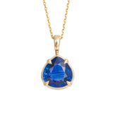 1.19ct Blue Sapphire Pear Pendant 14K Yellow Gold