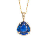 1.19ct Blue Sapphire Pear Pendant 14K Yellow Gold