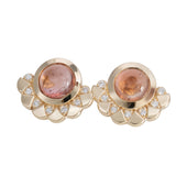 Peachy Pink Tourmaline Plume Studs 14K Yellow Gold