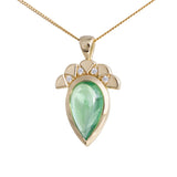 2.91ct Tsavorite Garnet Pear Plume Pendant 18K Yellow Gold