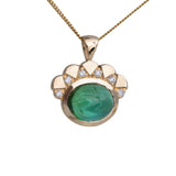 2.13ct Green Tourmaline Oval Plume Pendant 14K Yellow Gold