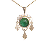 2.26ct Green Tourmaline Plume Pendant with Engraving 14K Yellow Gold