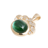 2.13ct Green Tourmaline Oval Plume Pendant 14K Yellow Gold