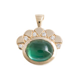 2.13ct Green Tourmaline Oval Plume Pendant 14K Yellow Gold