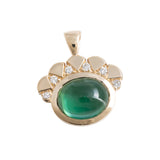 2.13ct Green Tourmaline Oval Plume Pendant 14K Yellow Gold