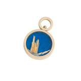 Ceruleite and Rutilated Quartz Reversible Inlay Pendant 14K Yellow Gold