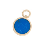 Ceruleite and Rutilated Quartz Reversible Inlay Pendant 14K Yellow Gold