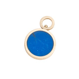 Ceruleite and Rutilated Quartz Reversible Inlay Pendant 14K Yellow Gold