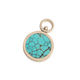 Turquoise and Variscite Reversible Inlay Pendant 14K Yellow Gold