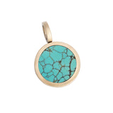 Turquoise and Variscite Reversible Inlay Pendant 14K Yellow Gold