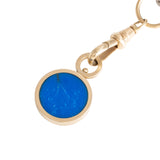 Ceruleite and Rutilated Quartz Reversible Inlay Pendant 14K Yellow Gold