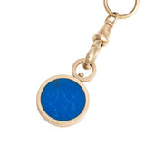 Ceruleite and Rutilated Quartz Reversible Inlay Pendant 14K Yellow Gold