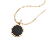 Wyoming Black Jade and Coconut Agate Reversible Inlay Pendant 14K Yellow Gold
