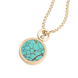 Turquoise and Variscite Reversible Inlay Pendant 14K Yellow Gold