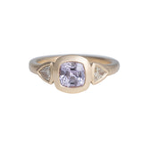 1.15ct Light Lavender Cushion Sapphire and Diamond Valeria 14K Yellow Gold