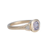 1.15ct Light Lavender Cushion Sapphire and Diamond Valeria 14K Yellow Gold