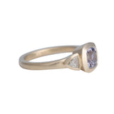1.15ct Light Lavender Cushion Sapphire and Diamond Valeria 14K Yellow Gold