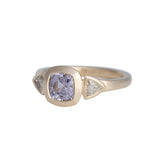 1.15ct Light Lavender Cushion Sapphire and Diamond Valeria 14K Yellow Gold