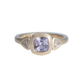 1.15ct Light Lavender Cushion Sapphire and Diamond Valeria 14K Yellow Gold