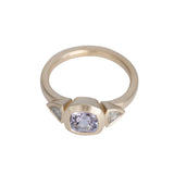 1.15ct Light Lavender Cushion Sapphire and Diamond Valeria 14K Yellow Gold