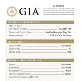 0.70ct 8.28x5.36x2.82mm GIA VS1 G Lozenge Step Cut 26746-01