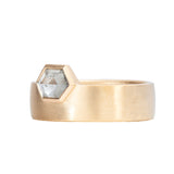 14k Yellow Gold Wide band with Hexagon Diamond