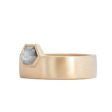 14k Yellow Gold Wide band with Hexagon Diamond