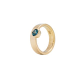 14k Yellow Gold Riley Band with Teal Sapphire