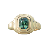 Marg's Ripple Signet w/ Teal Rectangular Sapphire