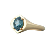 Sky Blue Navette Signet Ring