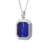 14k White Gold Lapis Step Pendant