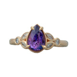 2.02ct Purple Pear Sapphire Morgana 14K Yellow Gold