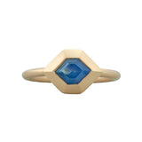 1.08ct Milky Blue Sapphire Bezel Set Audrey Ring