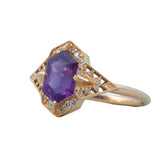 14k Purple Sapphire Hollyhock Ring