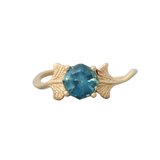 Gingko Leaf Ring w/ Blue Octagon Montana Sapphire