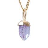 Pink Tanzanite Crystal Pendant 14K Yellow Gold