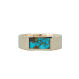 Elongated Rectangle Turquoise Inlay Band 14K Yellow Gold