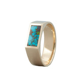 Elongated Rectangle Turquoise Inlay Band 14K Yellow Gold
