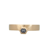 Grey Hexagon Spinel Engraved Riley Band 14K Yellow Gold